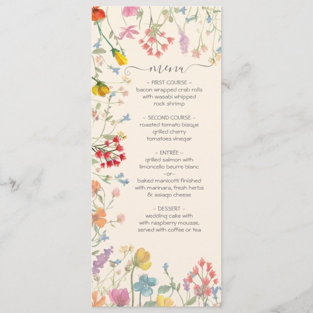 Menu Jardin fleuri fleur sauvage délicieux Mariage (Devant)
