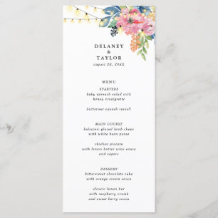 Menu Jardin, Fleurs et Mariage de lumières scintillante