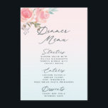 Menu Jardin Français Peony Floral 3 Plat Dîner Repas<br><div class="desc">Chic Ombre French Garden Floral Peony 3 plats menu dîner mariage - avec fleurs et feuillage peints à la main, et police de calligraphie de script élégante. Un charme vintage dans une palette de couleurs pastel qui est parfait pour un mariage de printemps ou d'été dans le jardin. Avec ses...</div>
