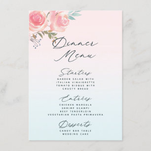 Menu Jardin Français Peony Floral 3 Plat Dîner Repas