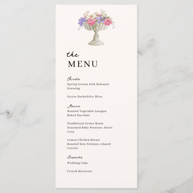 Menu Jardin toscan Urne Mariage Dîner de mariage (Devant)