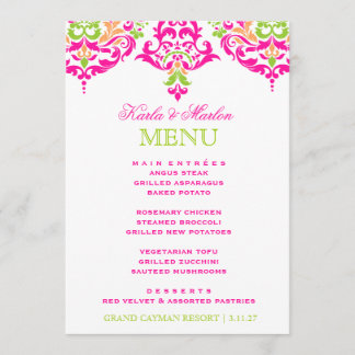 Menu Jardin vibrant de damassé de 311 lundi Cherie