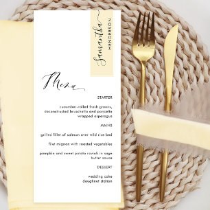 Menu Jaune Pâle Personnalisé avec le Nom de l'Invité Él
