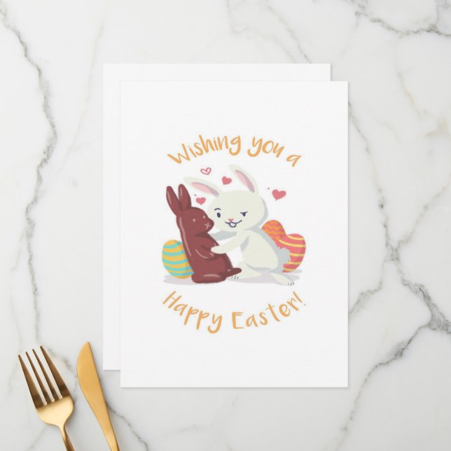 Menu Je Vous Souhaite Une Pâques Heureuse ! (Devant/Arrière en situation)