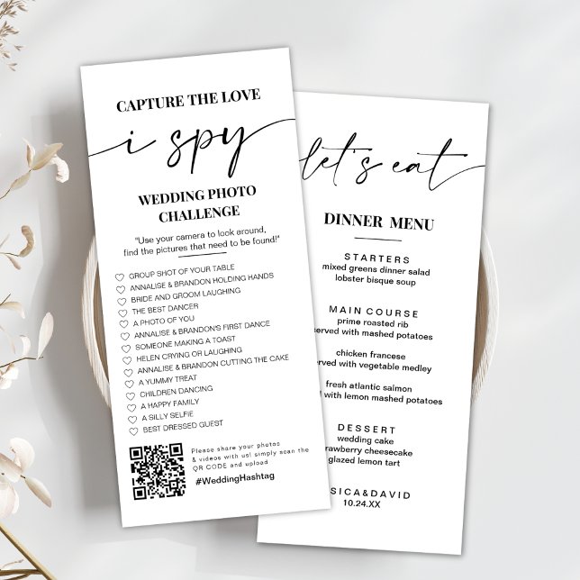 Menu J'espionne jeu mariage Capturer l'amour photo scav (Créateur téléchargé)