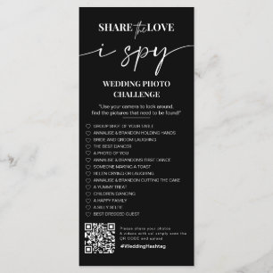 Menu J'espionne mariage jeu Partagez l'amour photo scav