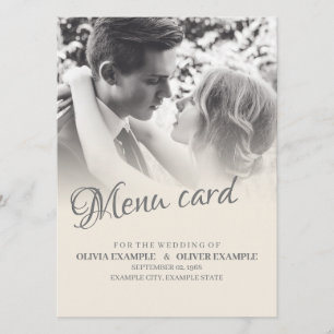 Menu Jeune couple de mariés en monochrome