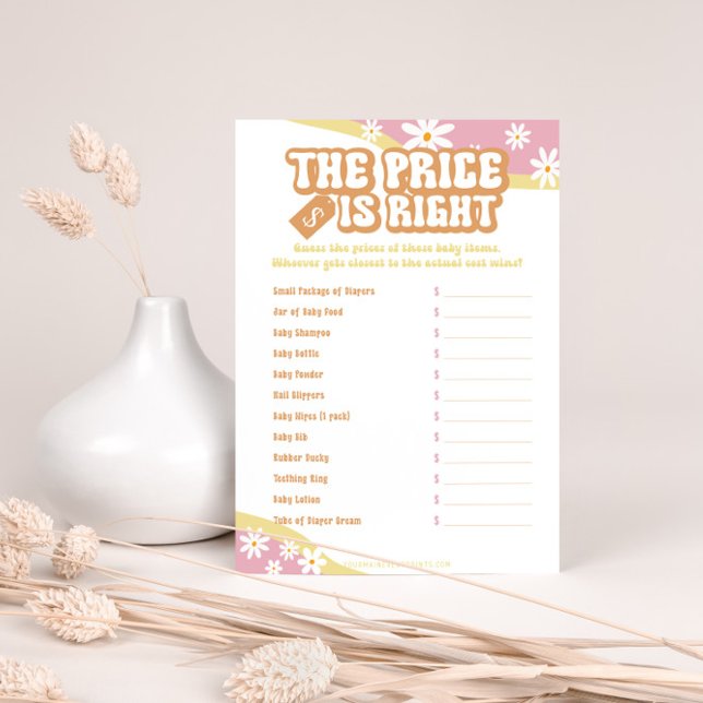 Menu Jeux de Baby shower super, Boho Retro, Vibe des an (Créateur téléchargé)