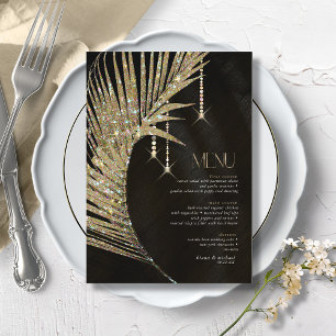 Menu Jewel Palm Leaf Wedding Gold ID830