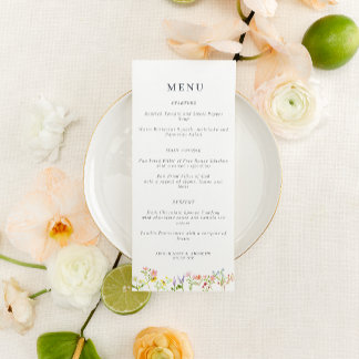 Menu Joli Fleur sauvage Cottagecore Mariage