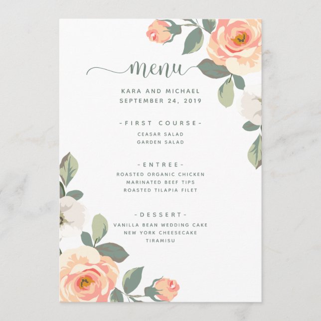 Menu Jolie Pêche Florale | Mariage (Devant)