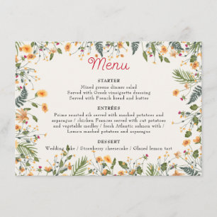 Menu Jonquilles botaniques Fleurs de Pivoine Daisy Mari