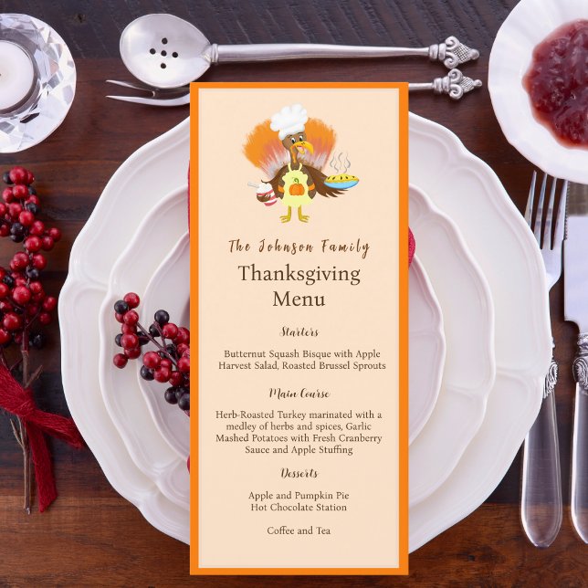 Menu Joyeux Action de grâce Dinde Servir Tarte et Crème (Tom Turkey: Your Thanksgiving Dessert Maestro, Savor the Sweet Moments!)