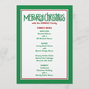 Menu Joyeux Noël vert Dîner