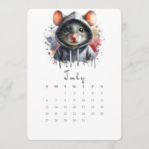 Menu Juillet Calendrier autonome Souris Souris Splash A