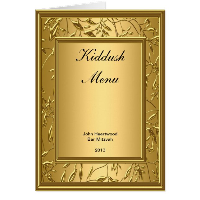 Menu Kiddouch, Brunch, Bat Bar Mitzvah Populaire (Devant)