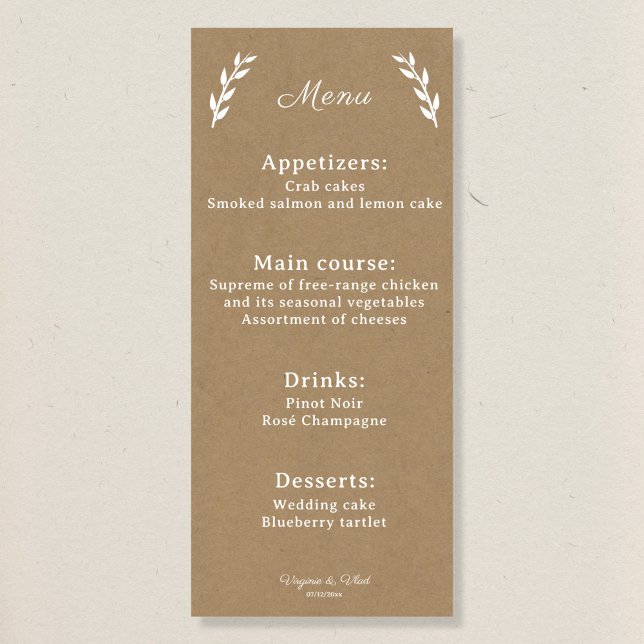 Menu Kraft & Rustic Mariage (Créateur téléchargé)