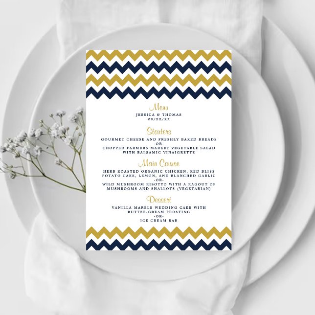 Menu La collection Mariage moderne Chevron - Marine & G (Créateur téléchargé)