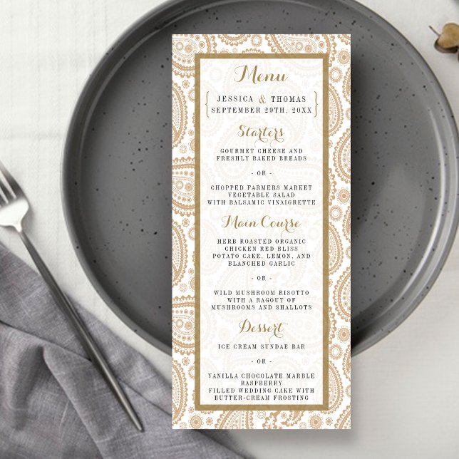 Menu La collection Mariage moderne de Paisley - Brown (Créateur téléchargé)