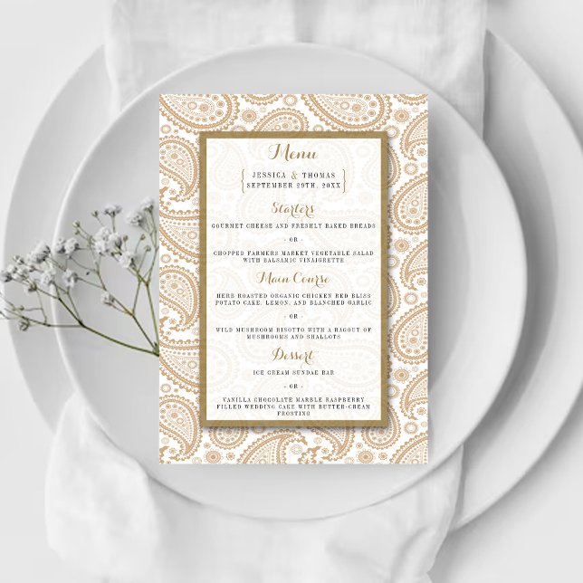 Menu La collection Mariage moderne de Paisley - Brown (Créateur téléchargé)