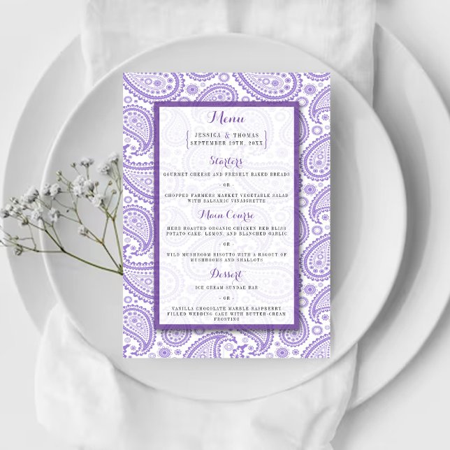Menu La collection Mariage moderne Paisley - Purple (Créateur téléchargé)