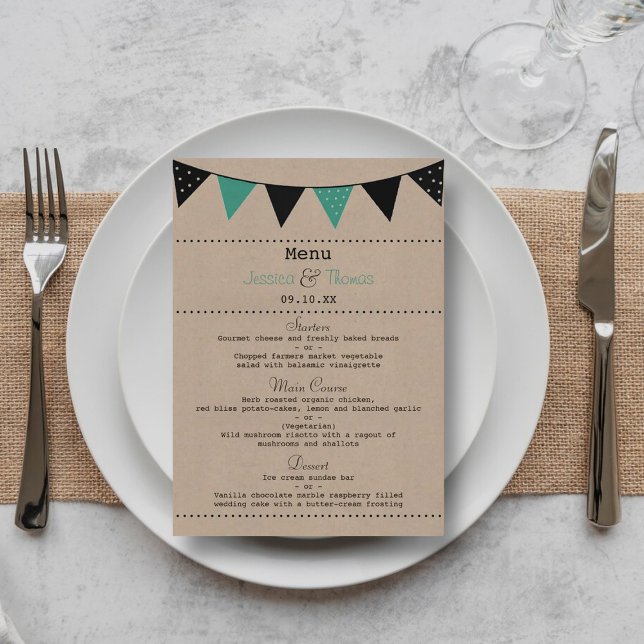 Menu La collection moderne de Mariages Bunting Turquois (Créateur téléchargé)