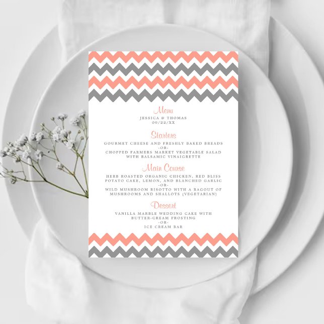 Menu La collection moderne de Mariages Chevron - rose e (Créateur téléchargé)