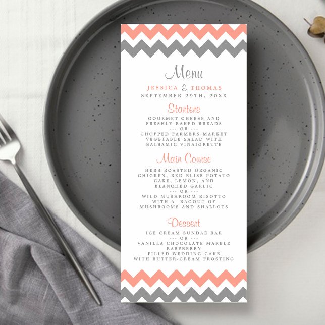 Menu La collection moderne de Mariages Chevron - rose e (Créateur téléchargé)