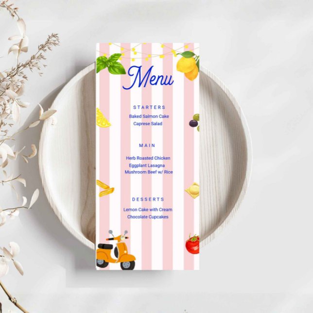 Menu La Dolce Vita Italian Party (italian menu card, la dolce vita menu, italian party menu, birthday menu sign, pasta party decor, pi)