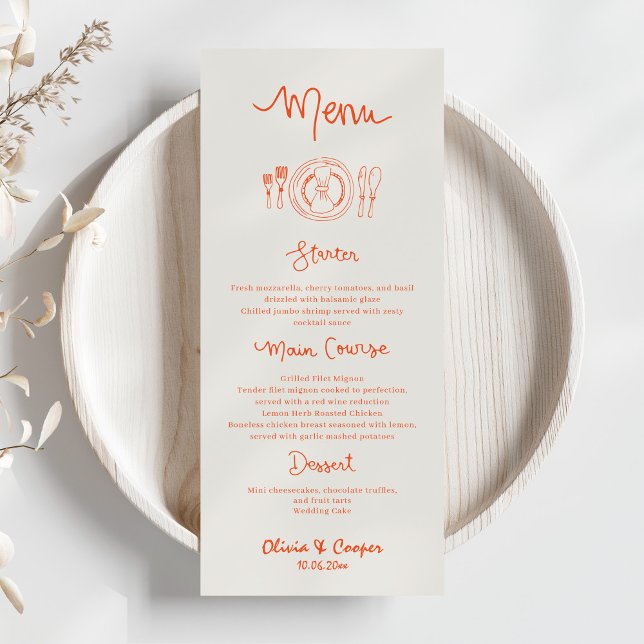 Menu La Dolce Vita Mariage tiré à la main (Créateur téléchargé)