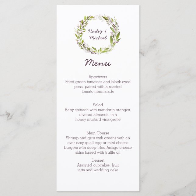 Menu La guirlande avec le vert laisse aux baies foncées (Devant)