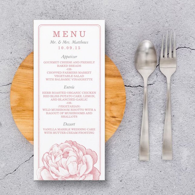 Menu La jolie collection de Mariages floraux Peony (Créateur téléchargé)