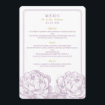 Menu La jolie collection de Mariages floraux Peony<br><div class="desc">La jolie Collection de Mariages floraux Peony - Purple & Gold - Carte Menu.</div>