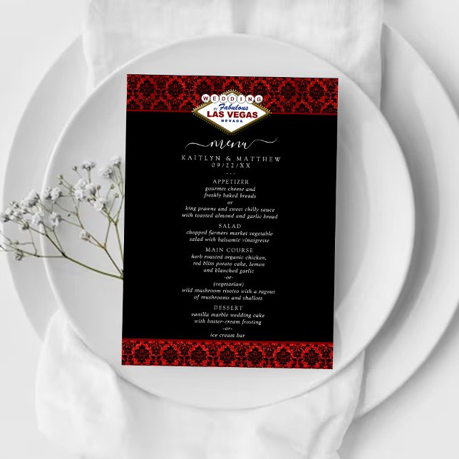 Menu La Parties scintillant Damask Las Vegas Mariage Co (Créateur téléchargé)
