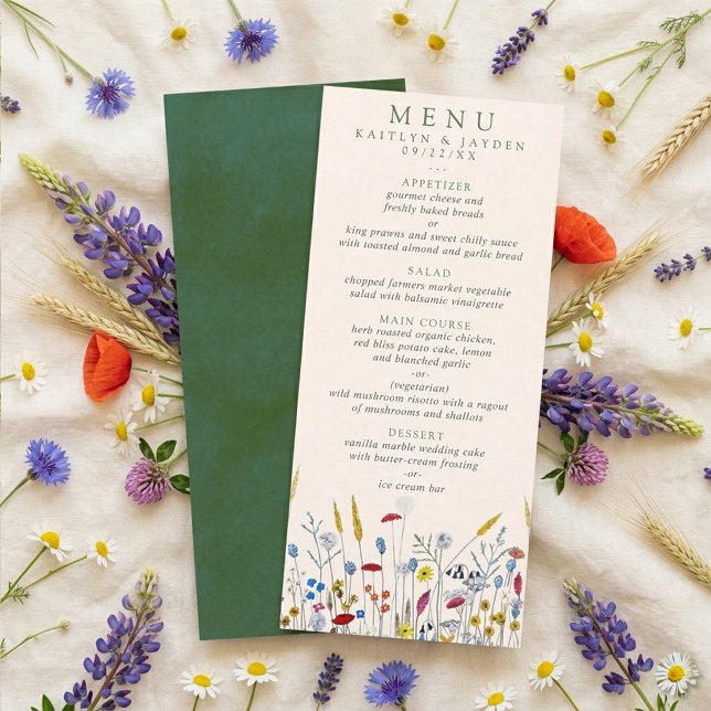 Menu La Suite de Mariage de Prairie de Fleurs Sauvages  (Créateur téléchargé)