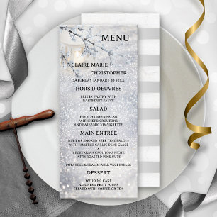 Menu Lanterne Lit De Bougie Mariage De Neige Étincelant