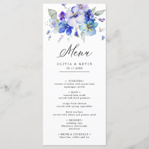 Menu Lavande violette bleu marine Dusty Floral Mariage