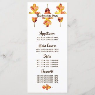 Menu Le feuille d'automne a customisé le dîner de