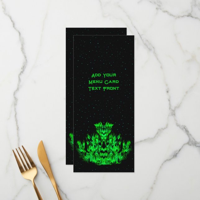 Menu Le Monstre de la flamme verte dans le ciel étoilé (Devant/Arrière en situation)