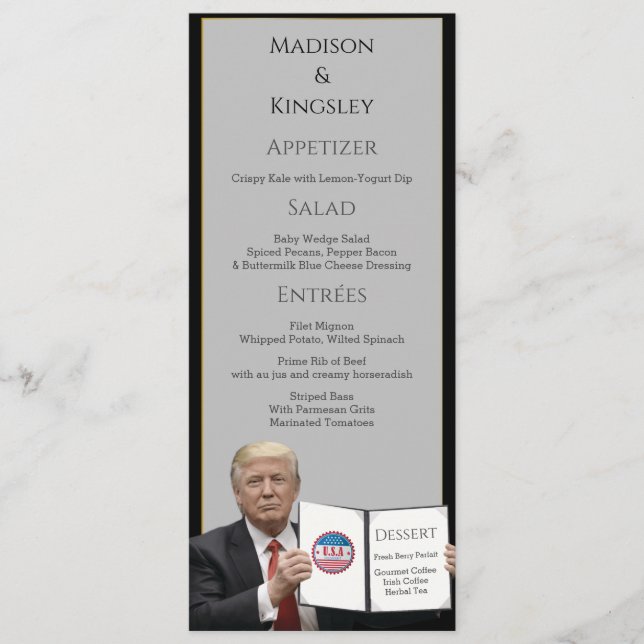 Menu Le président Trump 👰 Mariage patriotique : une co (Devant)