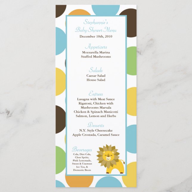 Menu Le Roi Lion Safari Zoo Animal de jungle de 25 (Devant)