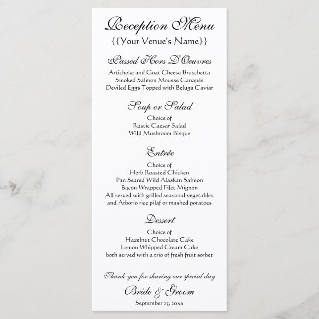 Menu L'église d'Auvers de Vincent van Gogh Mariage (Devant)