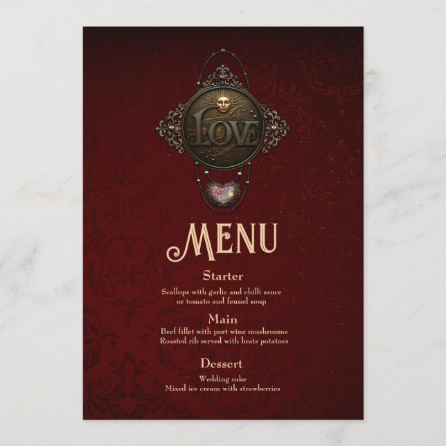 Menu L'Emblème de l'Amour. (Devant)
