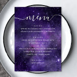 Menu Les étoiles de l'univers. Mariage de script de nui<br><div class="desc">Menu mariage de nuit violet avec script moderne. Convient pour l'anniversaire,  l'anniversaire et toute autre fête. Veuillez me contacter si vous avez besoin d'autres articles.</div>