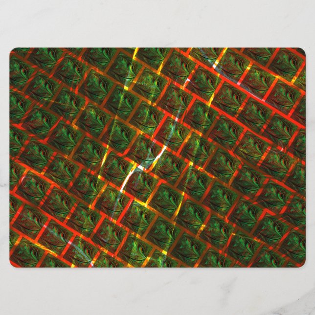 Menu 'Les yeux encadrés verts', rayures ou grille rouge (Devant)