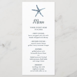 Menu L'étoile bleue   Mariage nautique