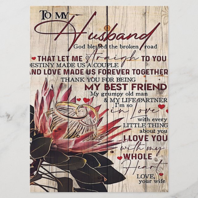 Menu Lettre mignonne au mari | Cadeau Design Cool | (Devant)