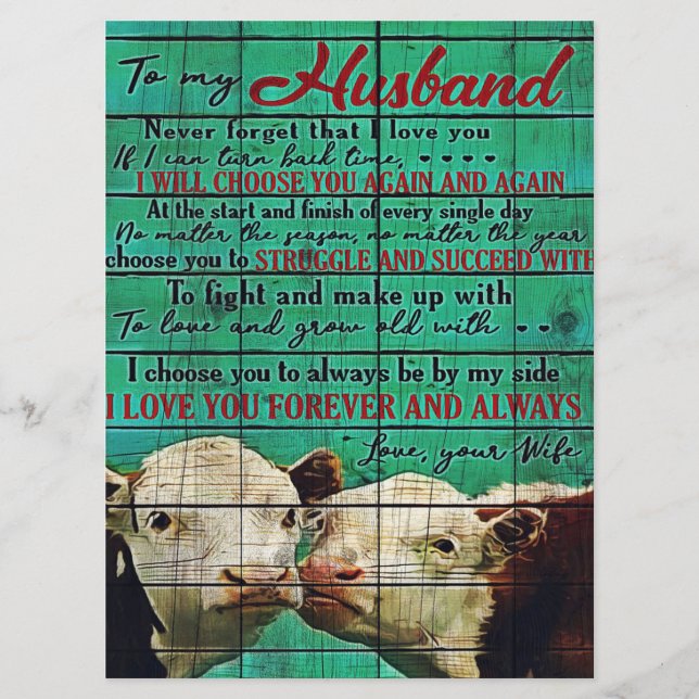Menu Lettre mon mari cadeau | Lettre Pour Lui | (Devant)