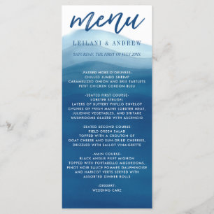 Menu Lettres à la main Nous faisons Blue Ombre Aquarell