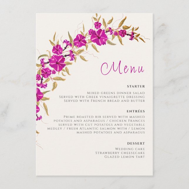 Menu Liane Trompette Violette Sauvage Fleurs Jardin Mar (Devant)